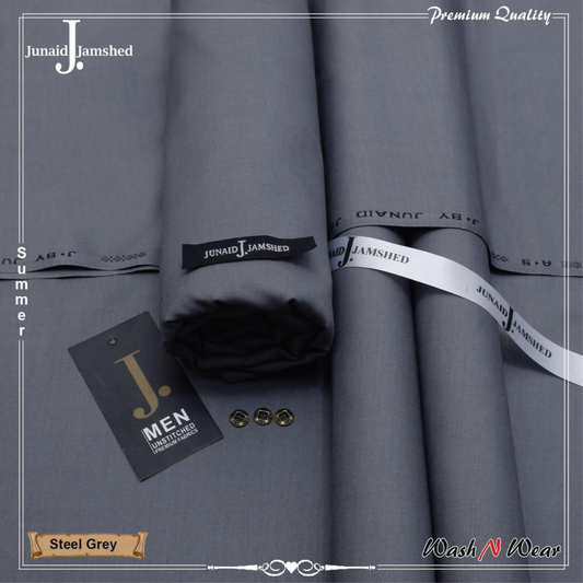 J. Junaid Jamshed Men's Summer Wash & Wear – Premium Unstitched Fabric (4 Meters)