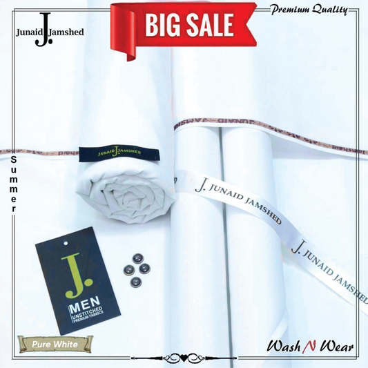 J. Junaid Jamshed Men's Summer Wash & Wear – Premium Unstitched Fabric (4 Meters)