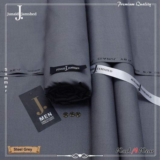 J. Junaid Jamshed Men's Summer Wash & Wear – Premium Unstitched Fabric (4 Meters)