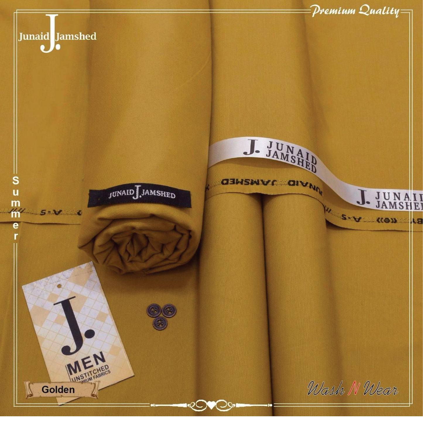 J. Junaid Jamshed Men's Summer Wash & Wear – Premium Unstitched Fabric (4 Meters)