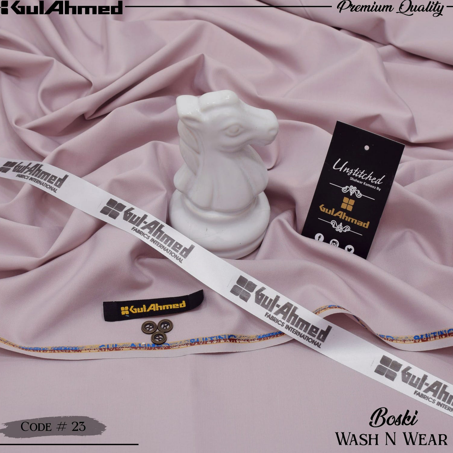Gul Ahmed Premium Boski Wash & Wear - 100% Pure Fabric